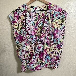 Cabi floral print sleeveless wrap top